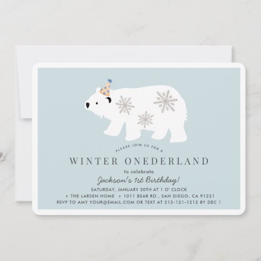 Polar Beer Winter Onederland Blue 1e verjaardag Kaart (Voorkant)