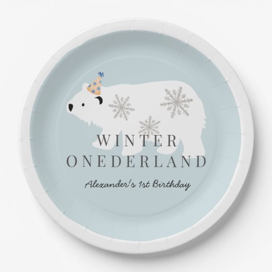 Polar Beer Winter Onederland Blue Birthday Papieren Bordje (Voorkant)