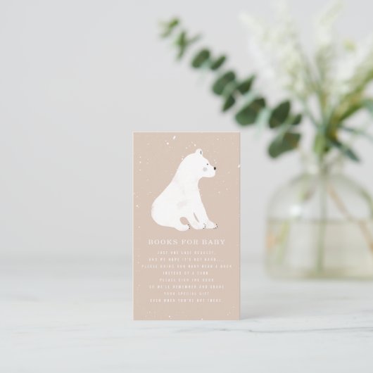 Polar Beer Winter Pink Baby shower Book Request Informatiekaartje (Staand voorkant)