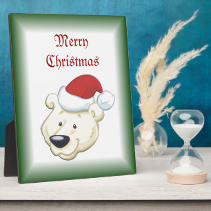 Polar Beer Winter Witte en Groene Kerstplaque Fotoplaat