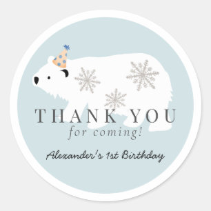 Polar Beer Winter Wonderland Blue Birthday Ronde Sticker