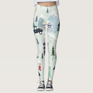 Polar beer winterlandschap, Kerstmis achtergrond. Leggings