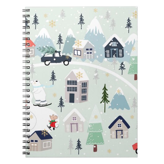 Polar beer winterlandschap, Kerstmis achtergrond. Notitieboek (Voorkant)