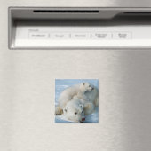 Polar_beer_with_cub Beer Liefhebbers Magneet (Insitu (Vaatwasser))