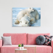 Polar_Beer_with_Cub Canvas Afdruk (Insitu (Woonkamer))