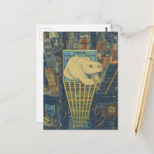 Polar Beer Wolkenkrabber Surrealistisch Briefkaart