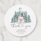 Polar Beer Woodland Winter Baby shower Bedankjes Labels (Voorkant)