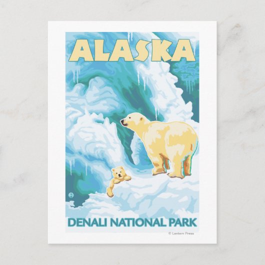 Polar Beren & Cub - Nationaal Park Denali, Alaska Briefkaart (Voorkant)