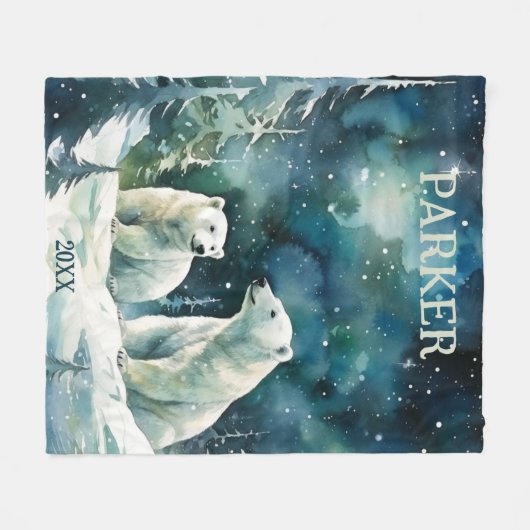 Polar Beren Custom Fleece Deken (Voorkant (Horizontaal))