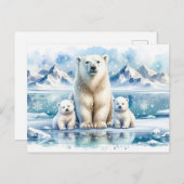 Polar Beren en Snowy Winter Scene Schilderen Briefkaart (Voorkant / Achterkant)