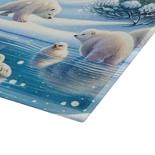 Polar Beren en Snowy Winter Scene Schilderen Snijplank (Hoek)