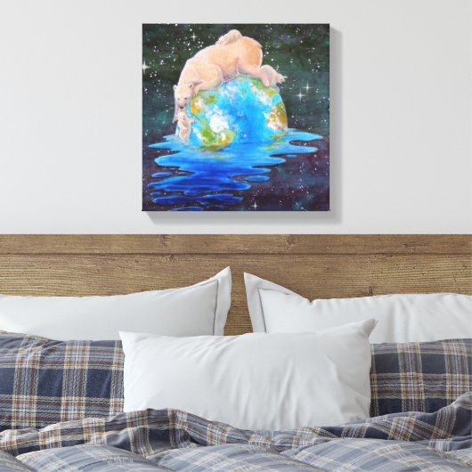 Polar Beren opwarmingscanvas Canvas Afdruk (Insitu (Slaapkamer))