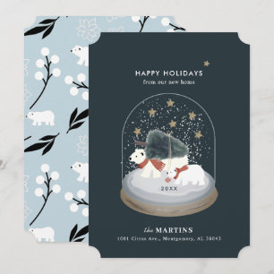 Polar Beren Snow Wereldbol Vakantie Bewegende Aank Kaart