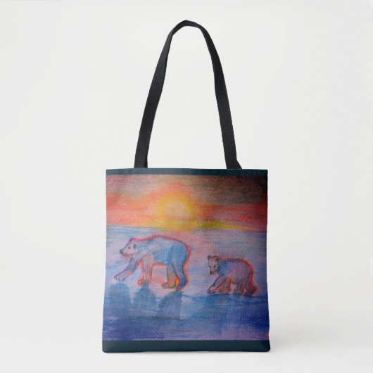 Polar Beren Tekening Aangepaste All-over-Print Can Tote Bag (Voorkant)