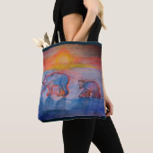 Polar Beren Tekening Aangepaste All-over-Print Can Tote Bag (Dichtbij)