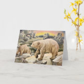  Polar Beren Wenskaart Kaart (Gele Bloem)