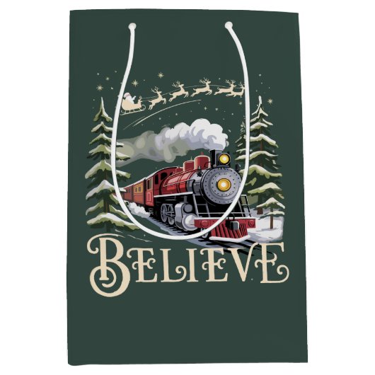 Polar Express Kerstcadeau Geloof Kerstmis Winter Medium Cadeauzakje (Voorkant)