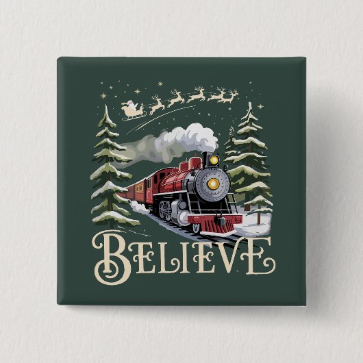 Polar Express Kerstcadeau Geloof Kerstmis Winter Vierkante Button 5,1 Cm (Voorkant)