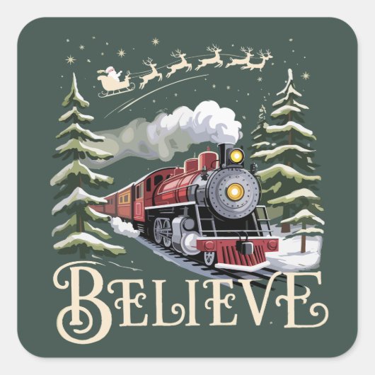 Polar Express Kerstcadeau Geloof Kerstmis Winter Vierkante Sticker (Voorkant)