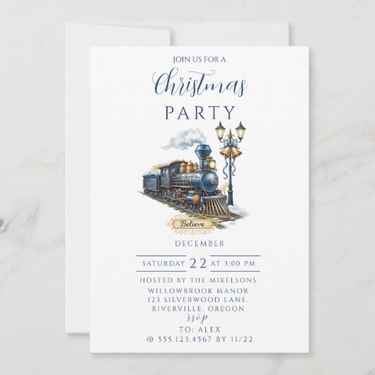 Polar Express Train Christmas Party Kaart (Voorkant)