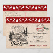 Polar Express Trein naar het Noordenpool Ticket Feestdagenkaart (Voorkant / Achterkant)