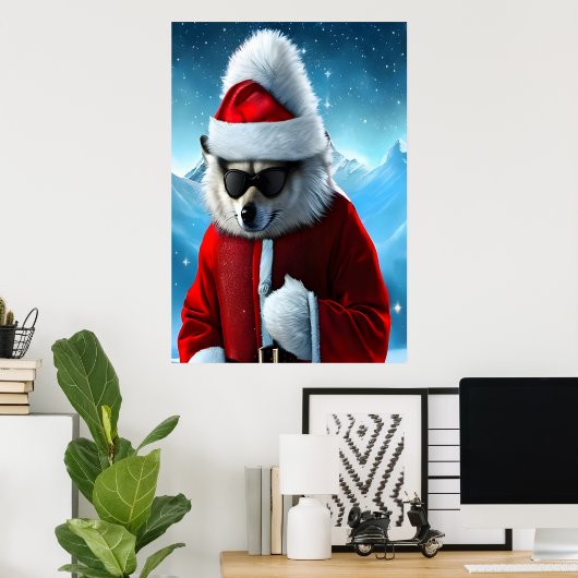 Polar Fox Santa Claus | AI Art Poster (Bureau à domicile)
