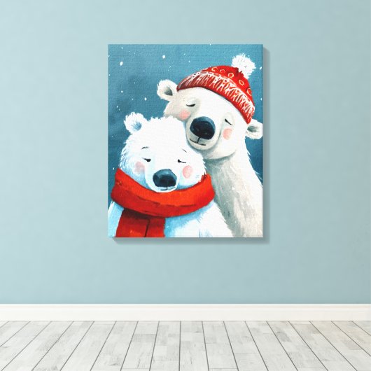 Polar Hugs Canvas Afdruk (Insitu (Houten vloer))