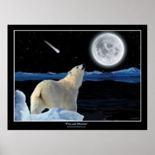 "POLAR MOON" Polaire Beer en bewegende kunst afdru Poster