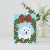 Polar Ours Noël Wreath Carte postale de vacances (Debout devant)