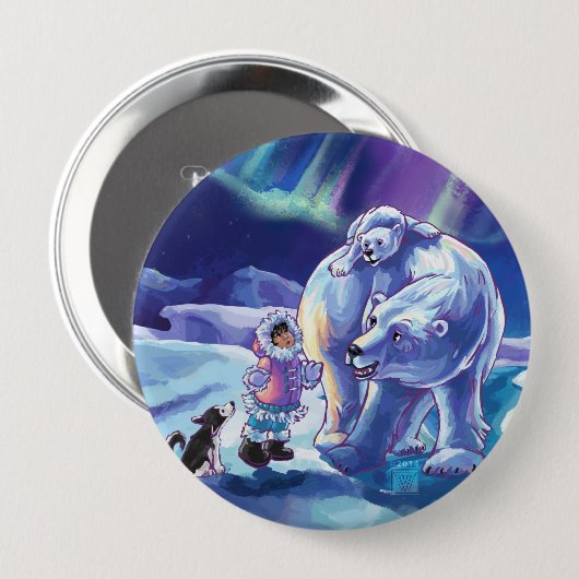 Polar Pals Ronde Button 4,0 Cm (Voorkant /achterkant)