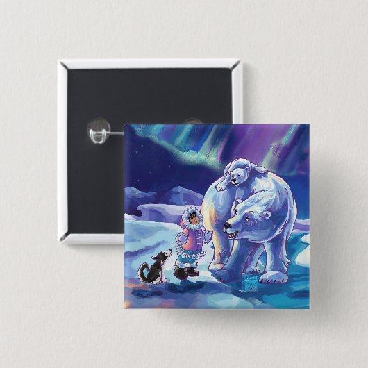 Polar Pals Vierkante Button 5,1 Cm (Voorkant /achterkant)