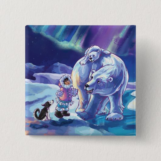 Polar Pals Vierkante Button 5,1 Cm (Voorkant)