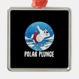 Polar Plunge Ice Jump Polar Beer Winter Swim Metalen Ornament