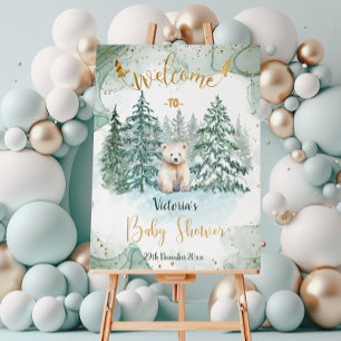 Polar White Bear Baby Shower Welkom Bord Poster