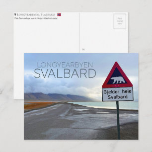 Polarbeer bord in Longyearbyen, Svalbard Ansichtka Briefkaart