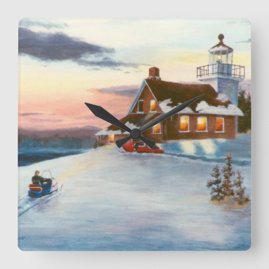 Polaris Sunset Wall Clock Vierkante Klok (Voorkant)