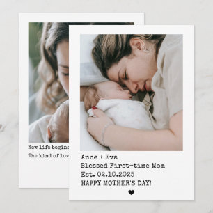 Polaroid stijl 2 foto's eerste keer Moederdag Feestdagenkaart