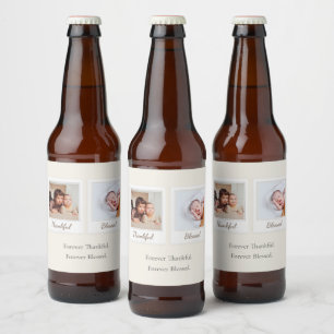 Polaroid stijl foto labels - dankbaar en gezegend bier etiket