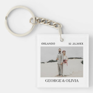 Polaroid stijl trouwcadeau sleutelhanger
