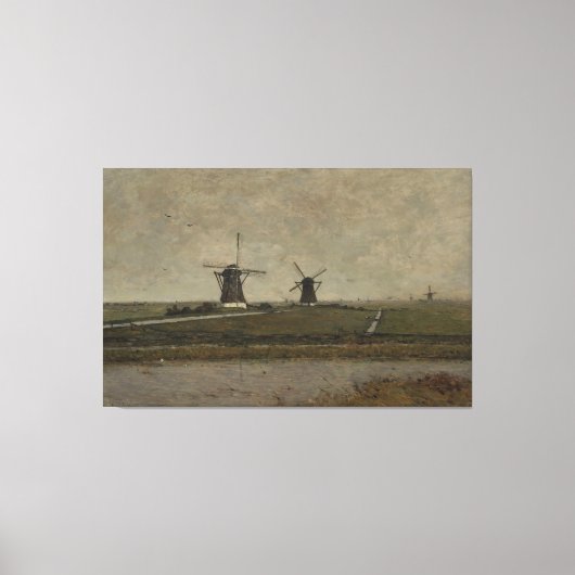 Polder met molens in de buurt van Overschie Canvas Afdruk (Voorkant)