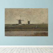 Polder met molens in de buurt van Overschie Canvas Afdruk (Insitu (Houten vloer))