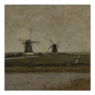 Polder met molens in de buurt van Overschie Perfect Poster