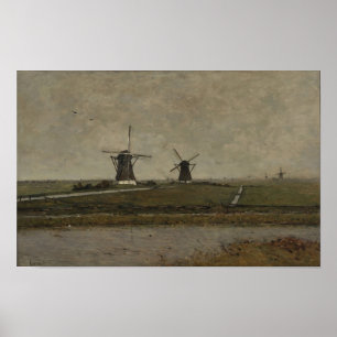 Polder met molens in de buurt van Overschie Poster