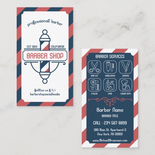 Pole Barber Shop Visitekaartje (Voorkant / Achterkant)