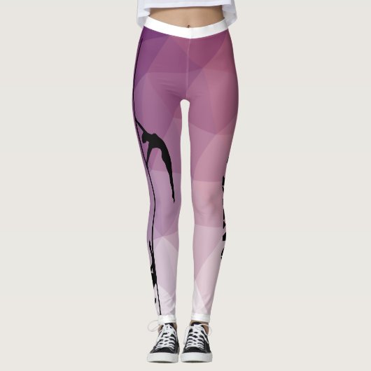 Pole Fitness Paarse en roze Leggings (Voorkant)