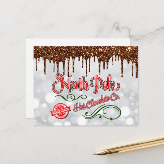 Pôle Nord chocolat chaud Carte postale (Devant/Arrière en situation)