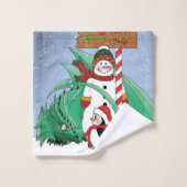 Pôle Nord Snowman Dragon Penguin Noël (Gant de toilette)