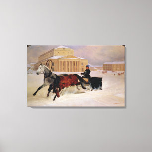 Pole Paar met spoorpaard in Bolshoi Canvas Afdruk