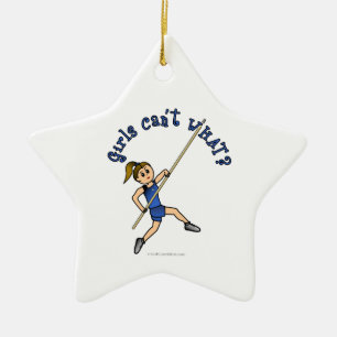 Pole Vault - blauw (licht) Keramisch Ornament