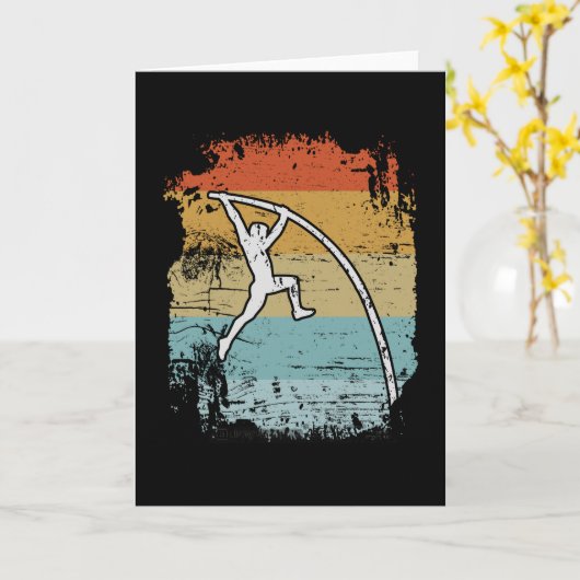 Pole Vault Pole Vaulting Retro Kaart (Gele Bloem)